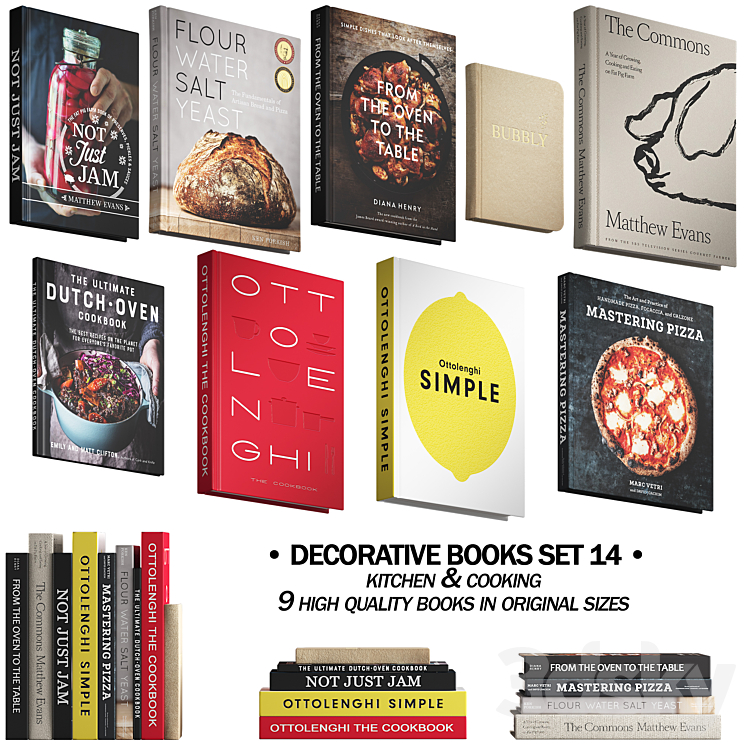 092 Decorative books set 14 Kitchen and Cooking 01 3DS Max Model - thumbnail 1