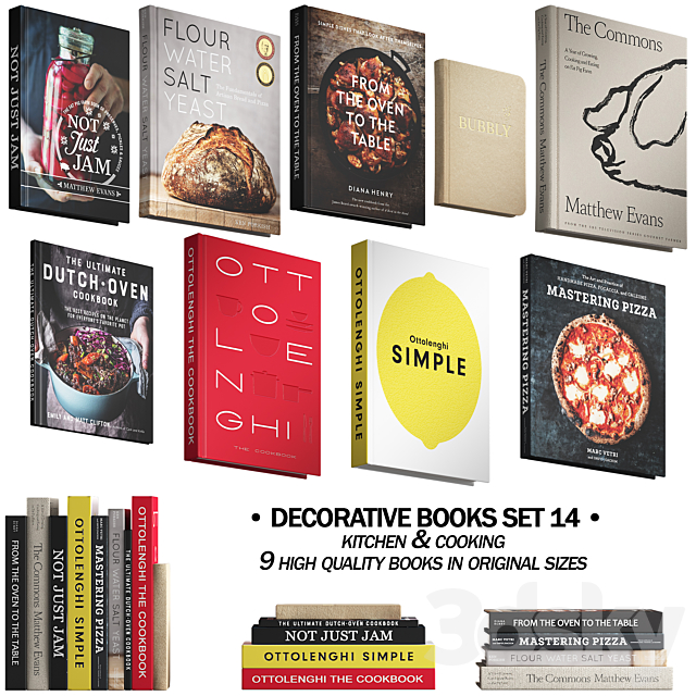 092 Decorative books set 14 Kitchen and Cooking 01 3DSMax File - thumbnail 1