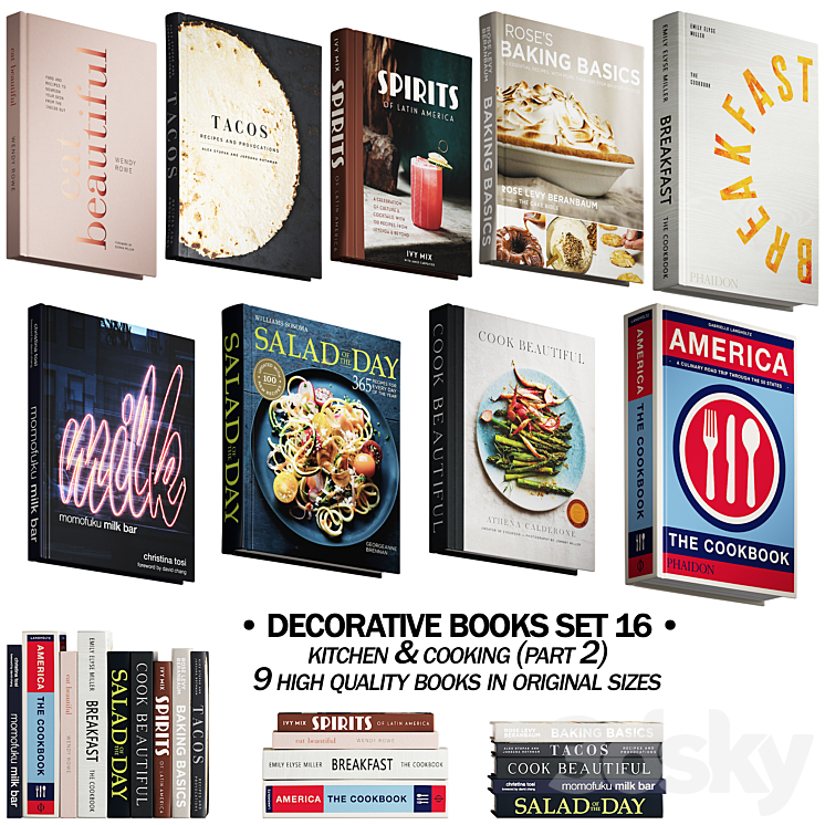 145 decorative books set 16 kitchen and cooking P02 3DS Max Model - thumbnail 1