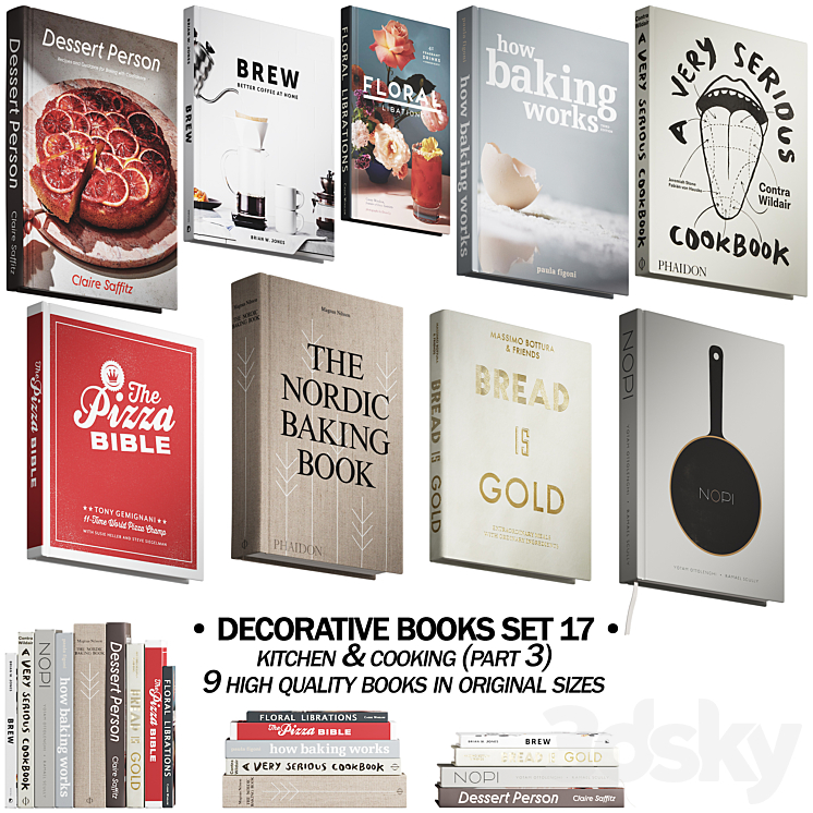 146 decorative books set 17 kitchen and cooking P03 3DS Max Model - thumbnail 1