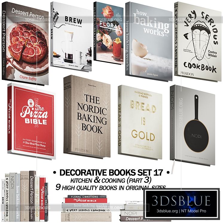 146 decorative books set 17 kitchen and cooking P03 3DS Max - thumbnail 3