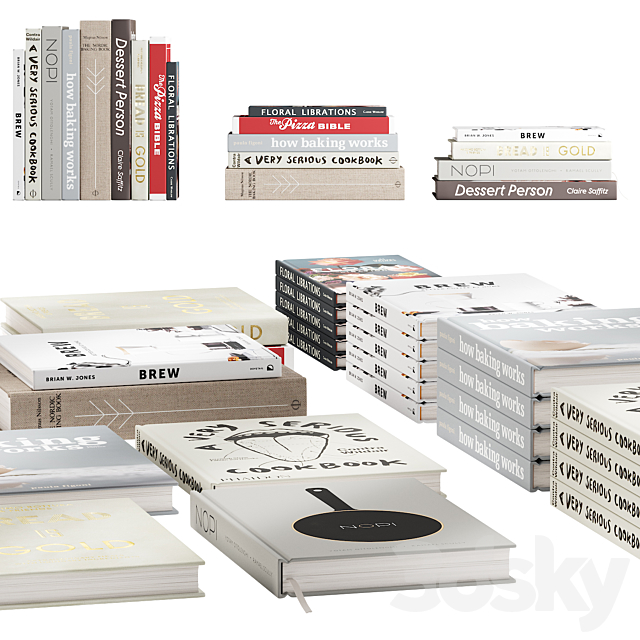 146 decorative books set 17 kitchen and cooking P03 3DSMax File - thumbnail 3