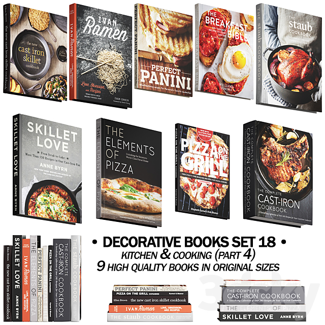 147 decorative books set 18 kitchen and cooking P04 3DSMax File - thumbnail 1