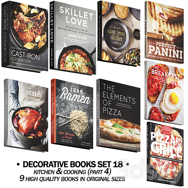 147 decorative books set 18 kitchen and cooking P04 3DSMax File - thumbnail 2