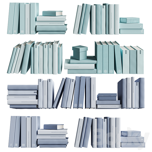 7colors monochrome books set 3DS Max Model - thumbnail 4