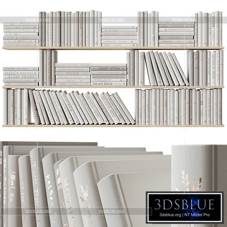 A set of beige books Books light beige 3DS Max - thumbnail 3