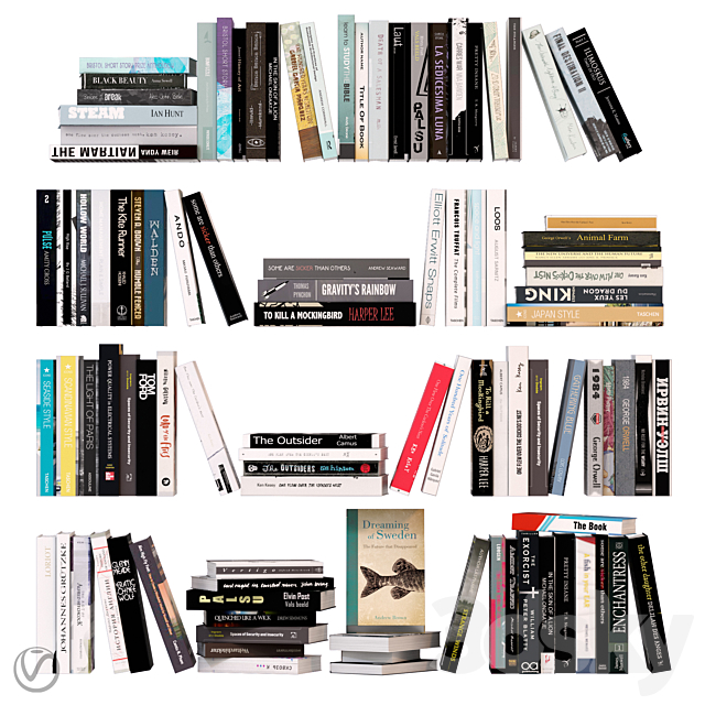 A set of books 100 number 1 3ds Max - thumbnail 1