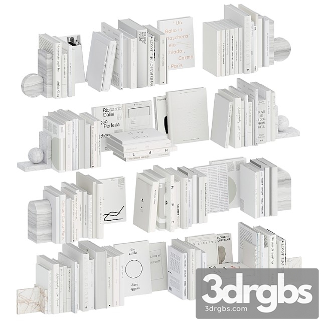 A Set Of White Books With Bookends 3dsmax Download - thumbnail 1