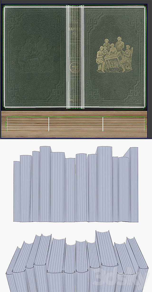 Aged books on the shelf set 6 3DSMax File - thumbnail 3