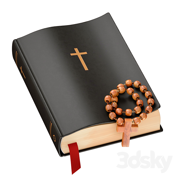 Bible Book Cross with rosary 3DS Max - thumbnail 1