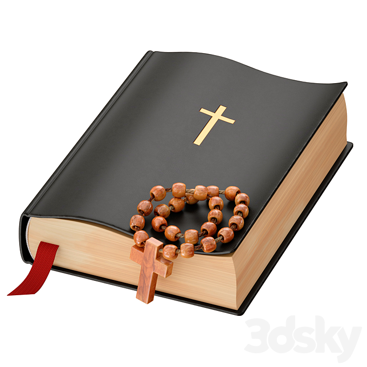 Bible Book Cross with rosary 3DS Max - thumbnail 2