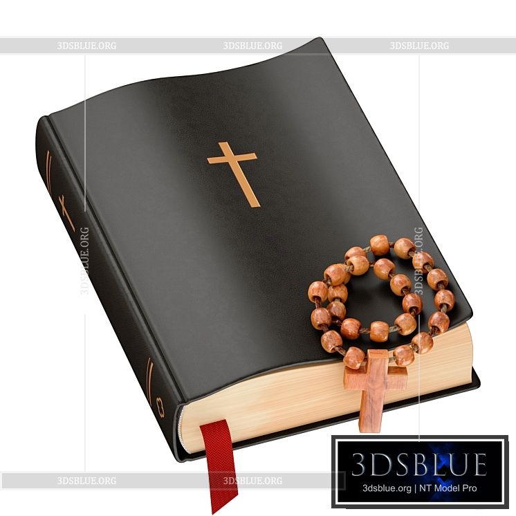 Bible Book Cross with rosary 3DS Max - thumbnail 3