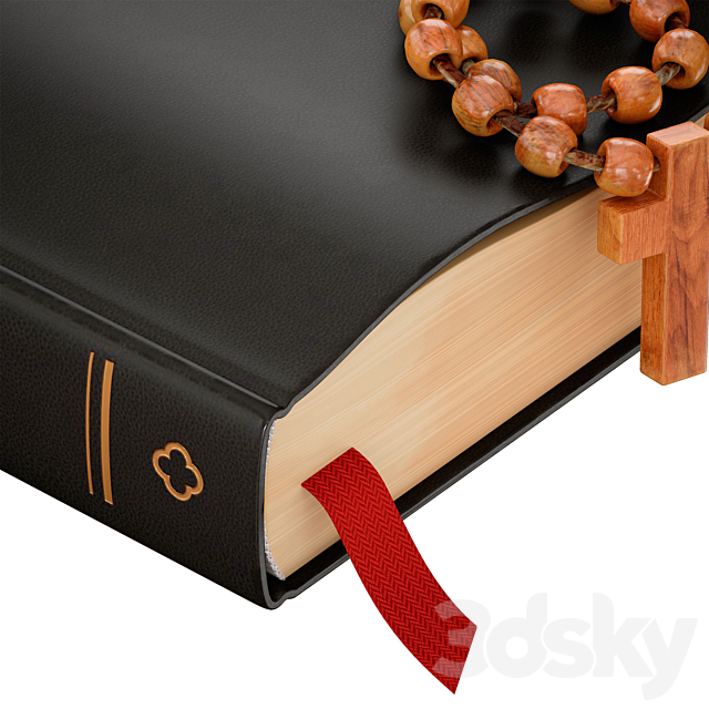 Bible Book Cross with rosary 3DS Max Model - thumbnail 5