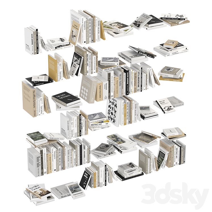 Book collection set 1 3DS Max Model - thumbnail 1