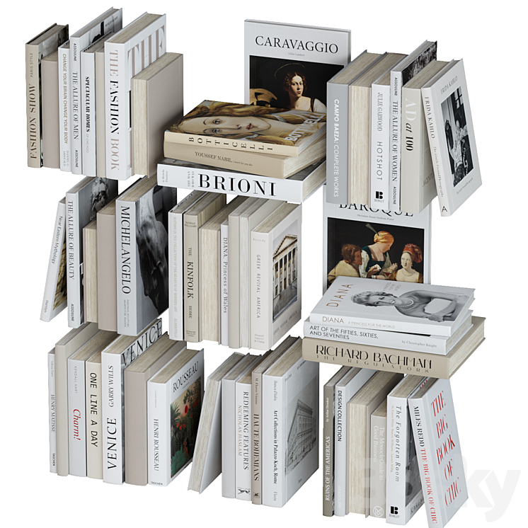 Book decor set 1 3DS Max Model - thumbnail 2