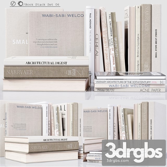 Book stack set 06 3dsmax Download - thumbnail 1