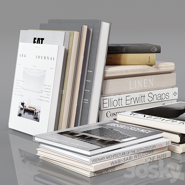 Book stack set 08 3DS Max Model - thumbnail 2