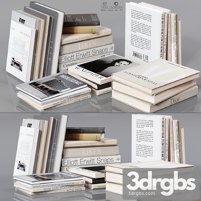 Book stack set 08 3dsmax Download - thumbnail 1