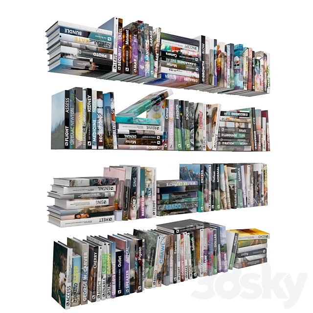 Books (150 pieces) 1-6-12-1 3DS Max Model - thumbnail 4