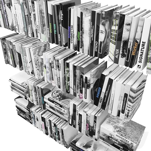 Books (150 pieces) 2 1-2 3DS Max Model - thumbnail 2