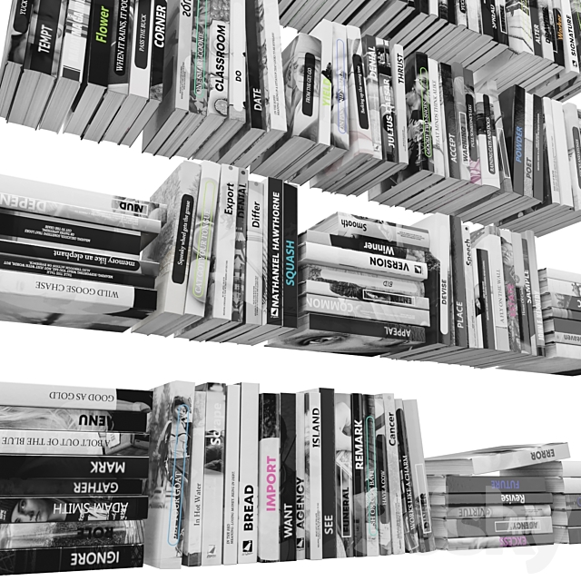 Books (150 pieces) 2 1-2 3DS Max Model - thumbnail 3