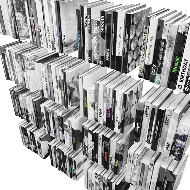 Books (150 pieces) 2-2-8-3 3DS Max Model - thumbnail 2