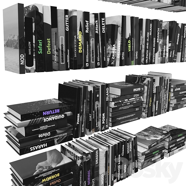 Books (150 pieces) 3 1-3 3DS Max Model - thumbnail 3