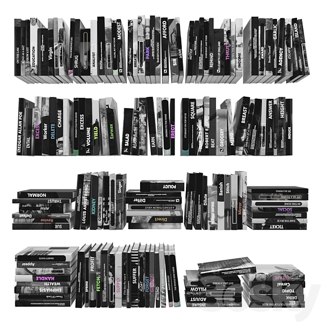 Books (150 pieces) 3-6-2 3DSMax File - thumbnail 1