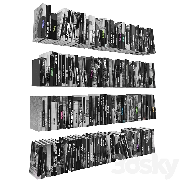 Books (150 pieces) 3-8-2-1 3ds Max - thumbnail 3