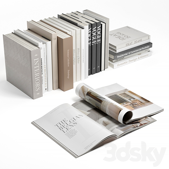 Books and magazines set 01 3DS Max Model - thumbnail 5