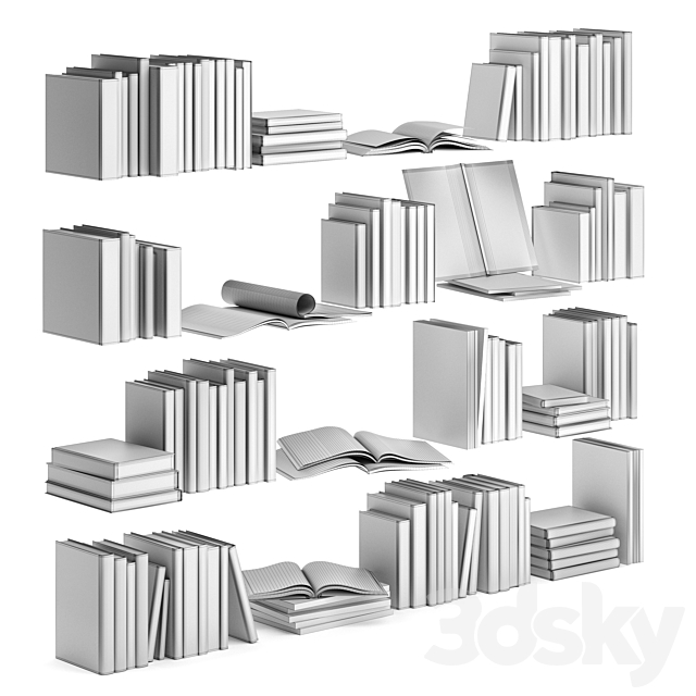 Books and magazines set 01 3DS Max Model - thumbnail 7