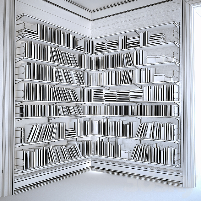 Bookshelves with decor 3DS Max Model - thumbnail 3