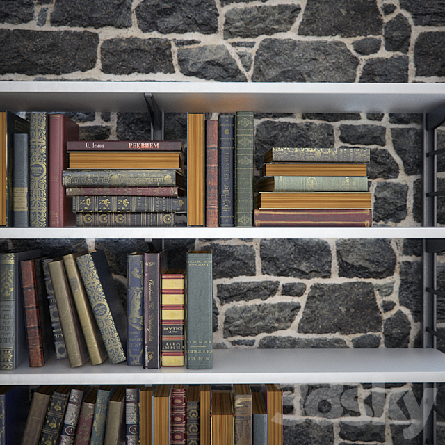 Classic Books with decor 3ds Max - thumbnail 2