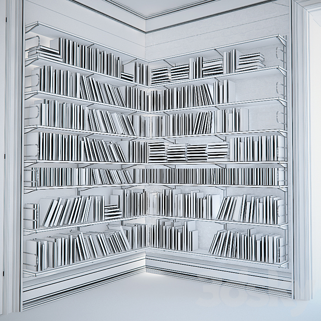 Classic Books with decor 3ds Max - thumbnail 3