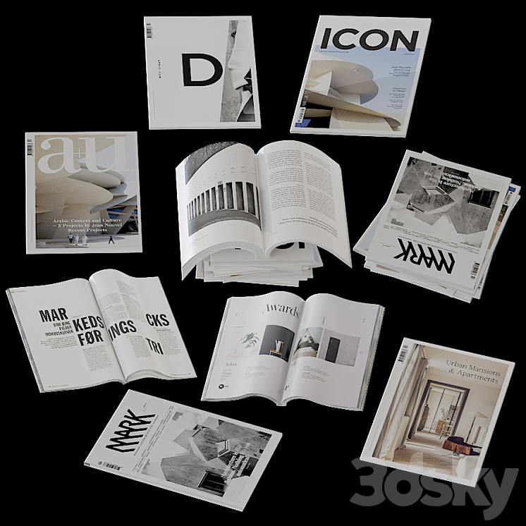 Collection of open and closed magazines 3DS Max - thumbnail 1