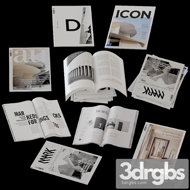 Collection of open and closed magazines 3dsmax Download - thumbnail 1