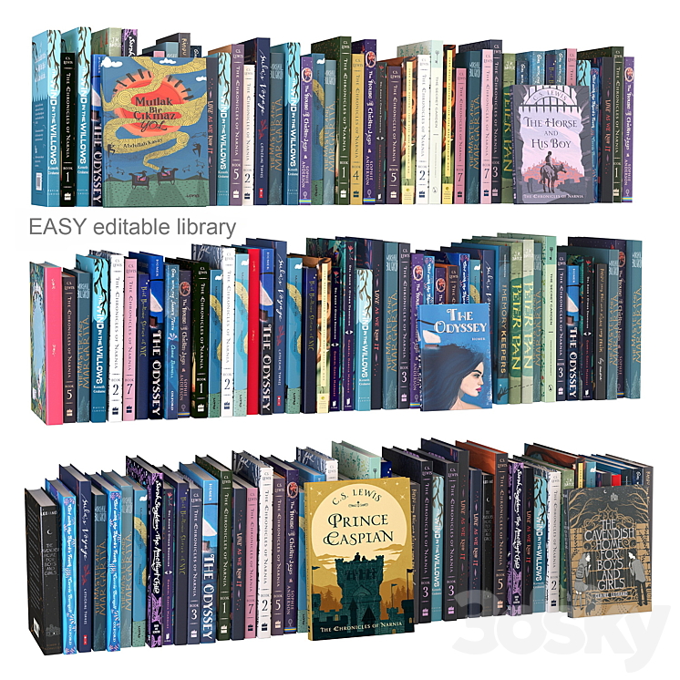 Editable random books children 3DS Max Model - thumbnail 1