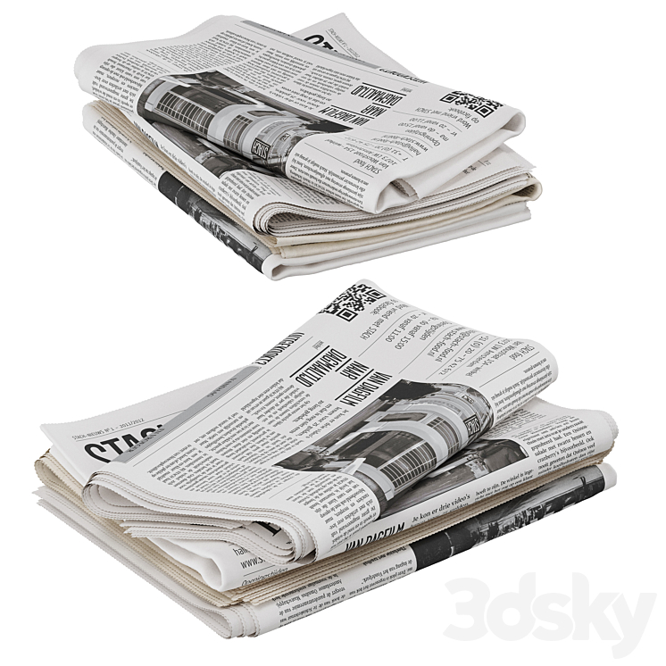 folded newspapers stack collection 3DS Max - thumbnail 2