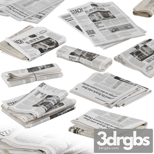 Folded Newspapers Stack Collection 3dsmax Download - thumbnail 1