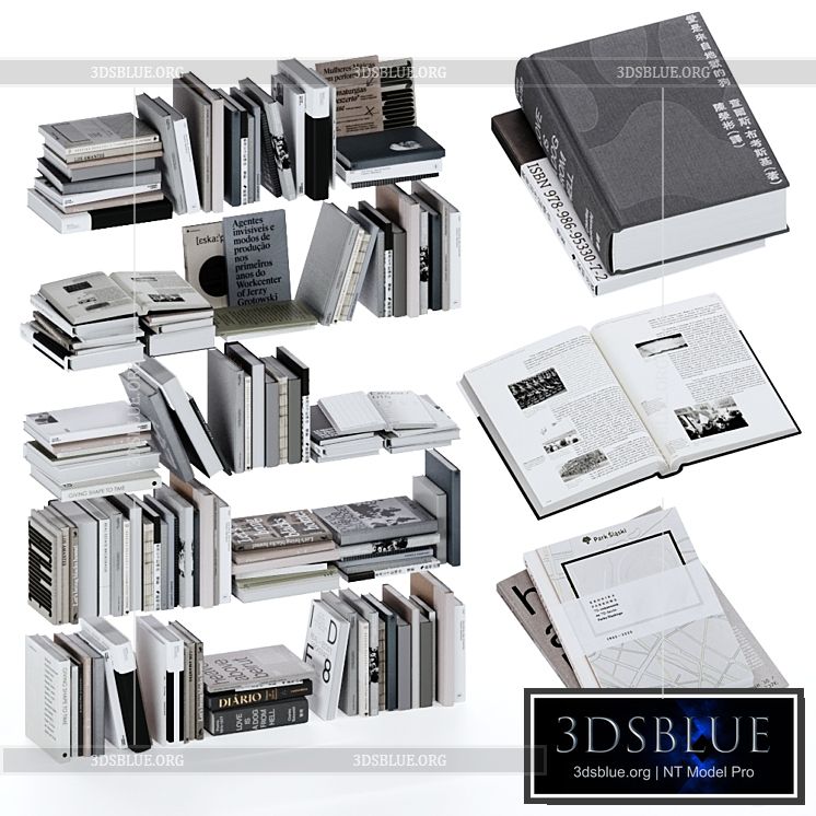 Gray and white books set vol4 3DS Max - thumbnail 3