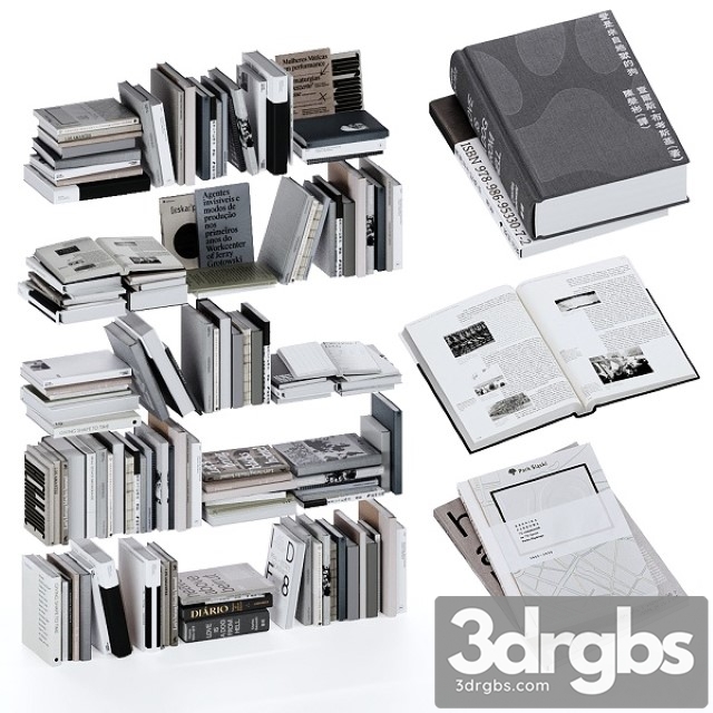 Gray and White Books Set Vol4 3dsmax Download - thumbnail 1