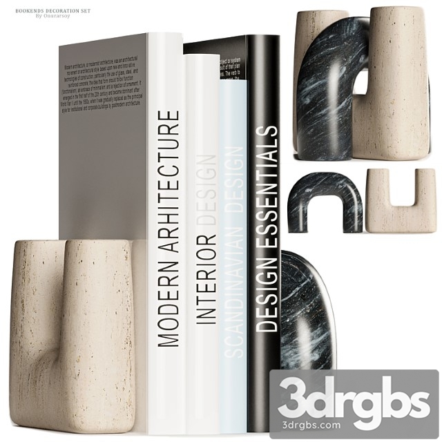 Issac Nesting Travertine and Marble Bookends Decoration 3dsmax Download - thumbnail 1