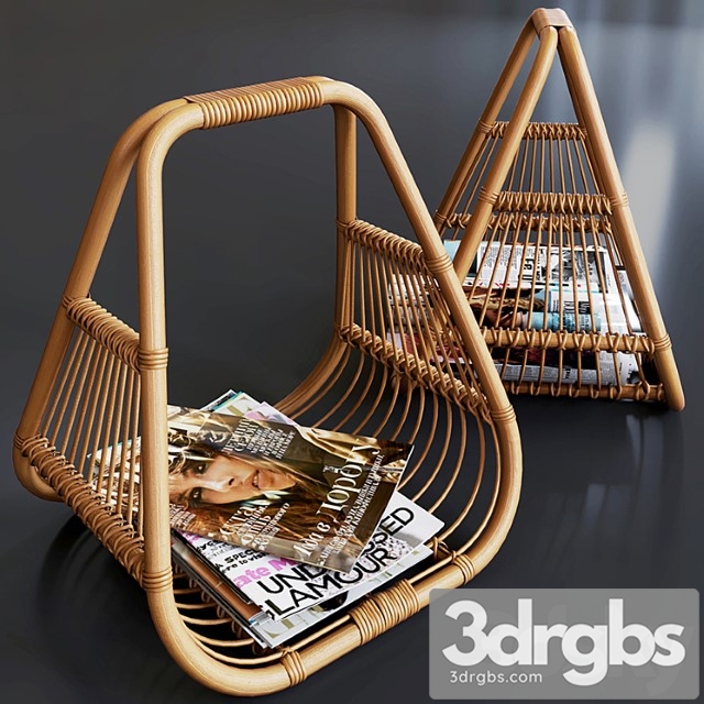 Journals set and wicker stand made of natural rattan 3dsmax Download - thumbnail 1