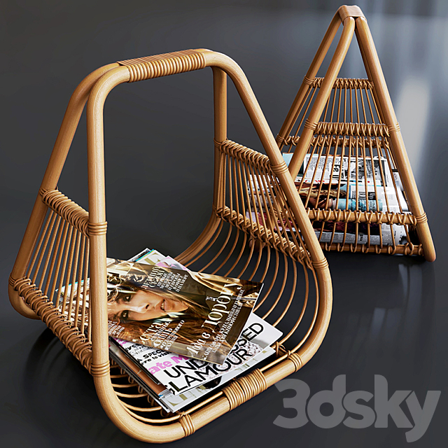 journals set and wicker stand made of natural rattan 3DSMax File - thumbnail 1