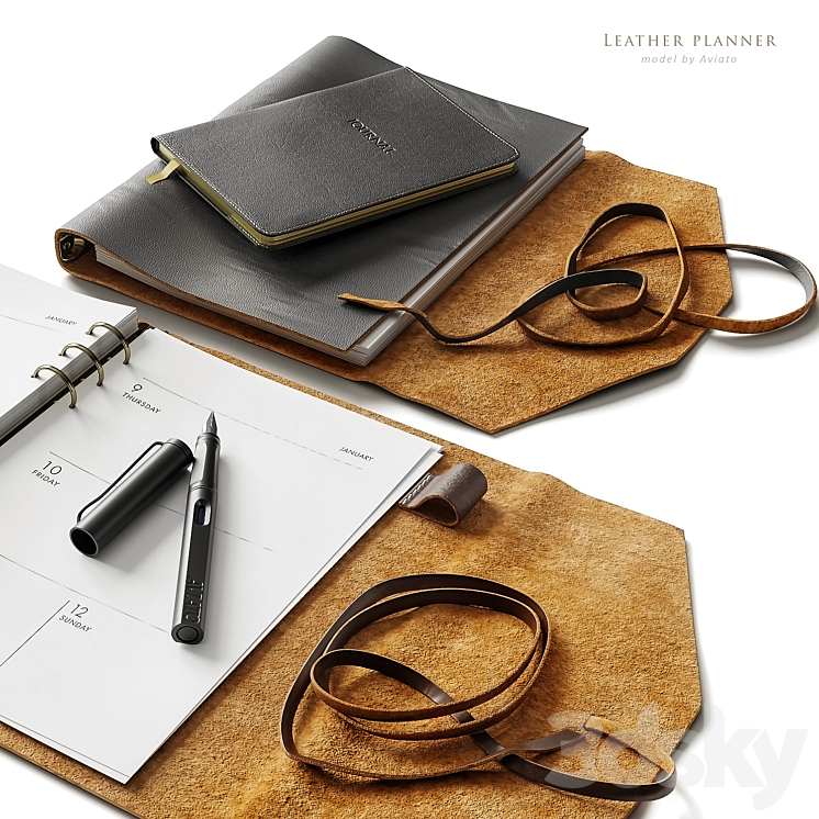 leather planner 3DS Max Model - thumbnail 2