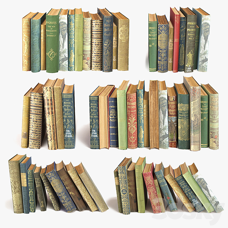 Old books on the shelf set 11 3DS Max - thumbnail 1