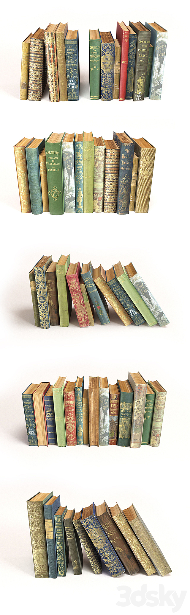 Old books on the shelf set 11 3DSMax File - thumbnail 2