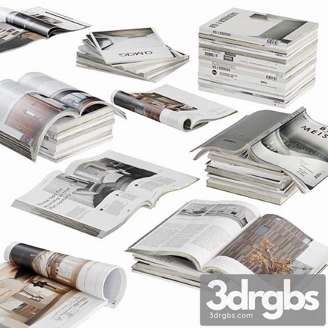 Opened Magazines Stack Set 2 3dsmax Download - thumbnail 1