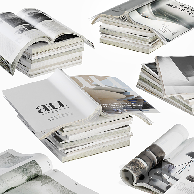 Opened magazines stack set 3DSMax File - thumbnail 2