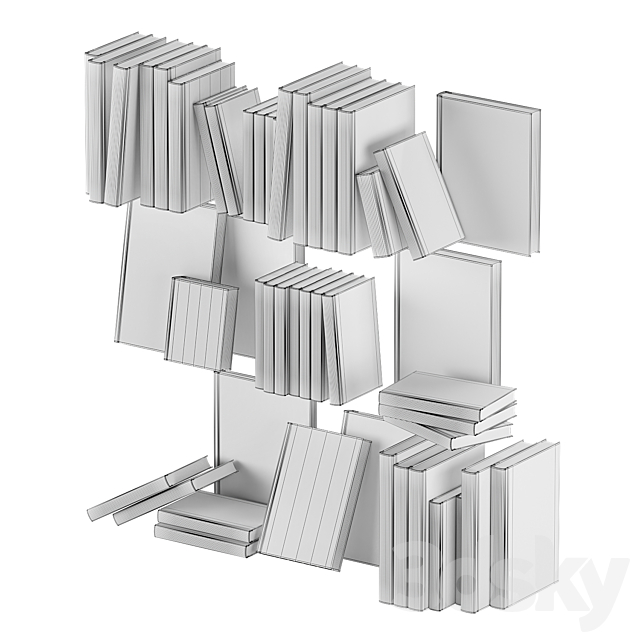 set of books 01- beige 3DS Max Model - thumbnail 4